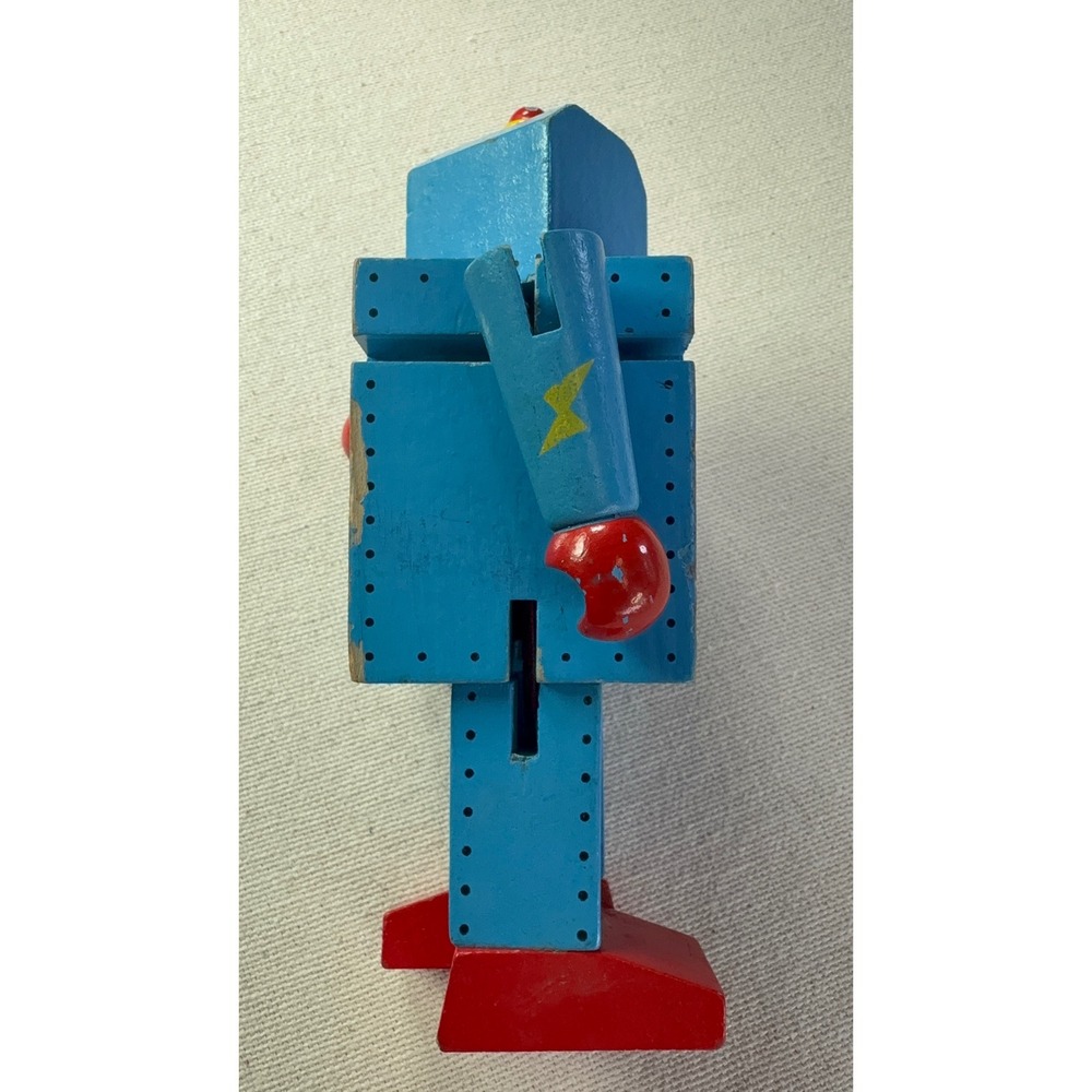 Original Toy Company Wooden Robot Blue Red Poseable Retro Toy GT304 2013 - Picture 11 of 12
